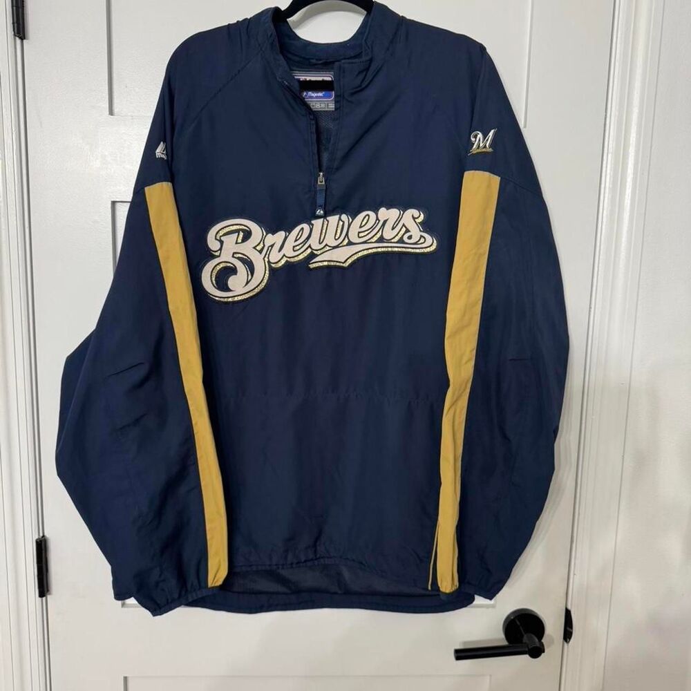 Majestic-athletic Men's Navy and Blue Jacket